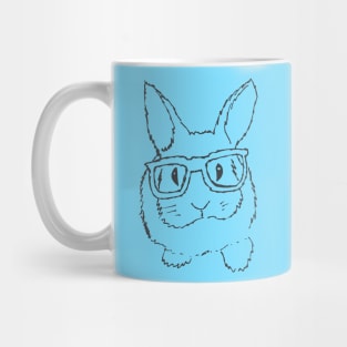 adorable bunny with glasses outline Mug